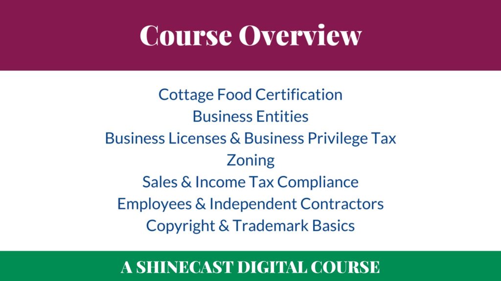 Alabama Cottage Food Course Overview, a Shinecast digital course.